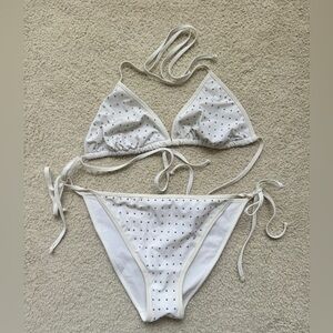 Burberry Brit White Bikini Set with Silver Beads